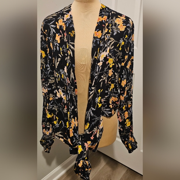 Patrons Of Peace NWT Floral Open Tie-Front Women's Cardigan 100% Rayon Sz S - Picture 8 of 9